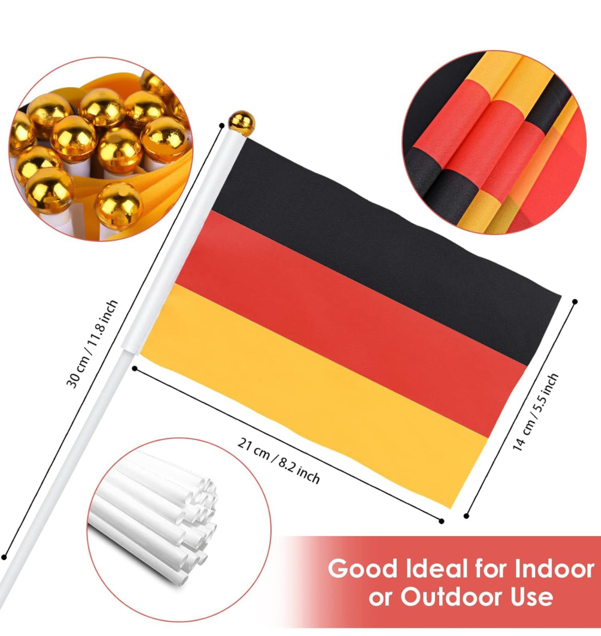 2- Euro Cup Hand Flags 14x21cm with 30 cm Pole X 24 pcs