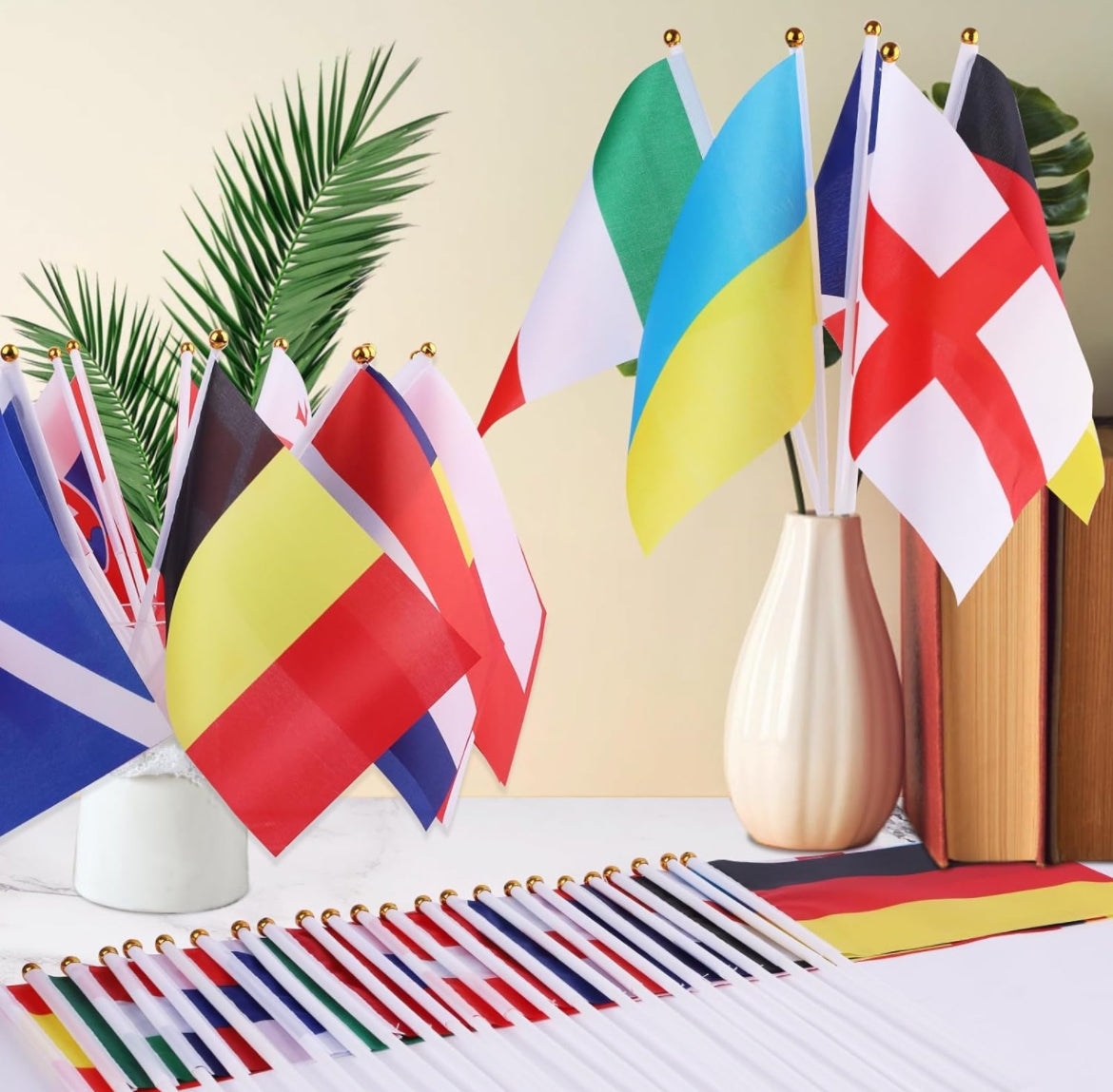 2- Euro Cup Hand Flags 14x21cm with 30 cm Pole X 24 pcs