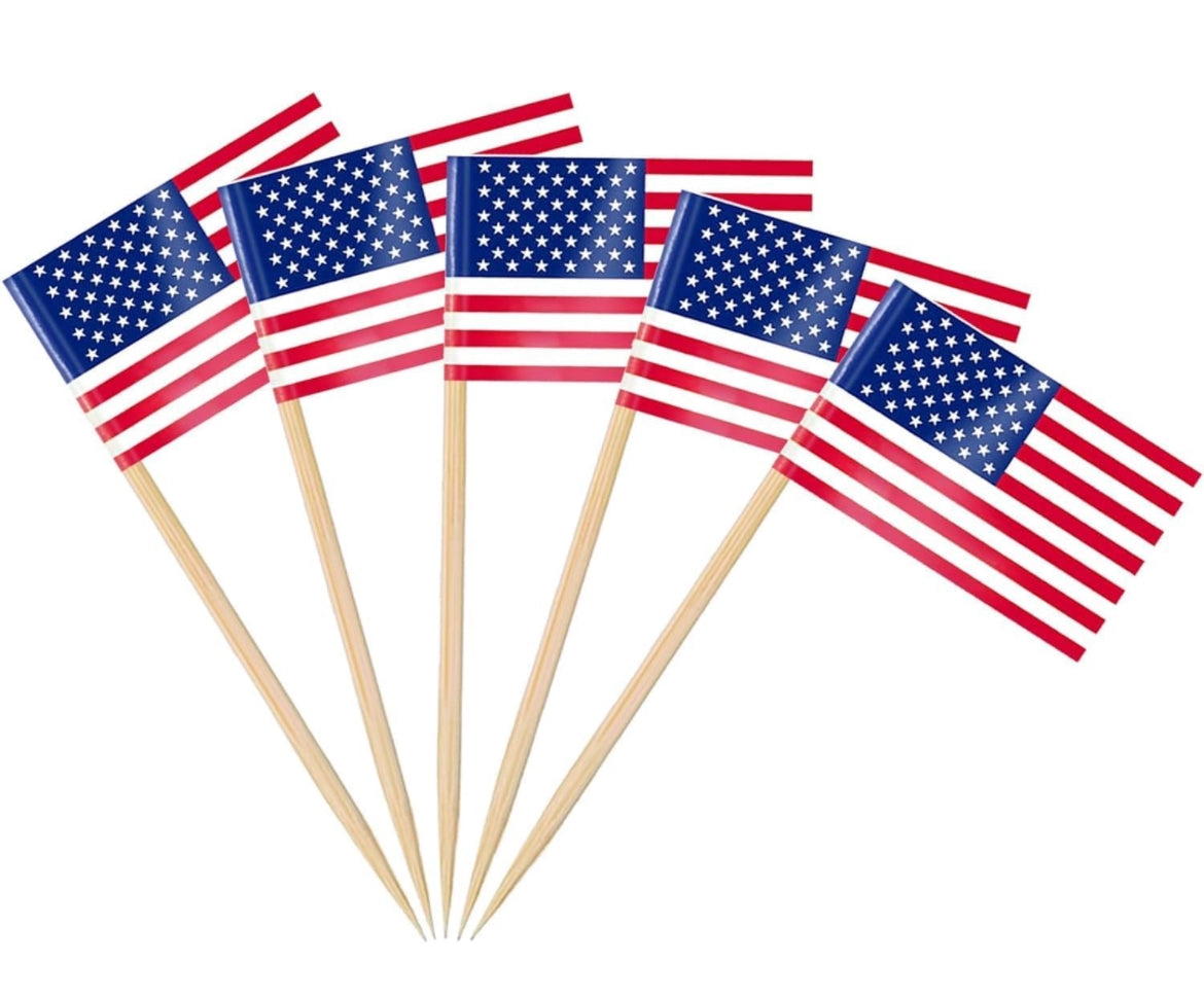 Toothpick Flag double sided cake topper