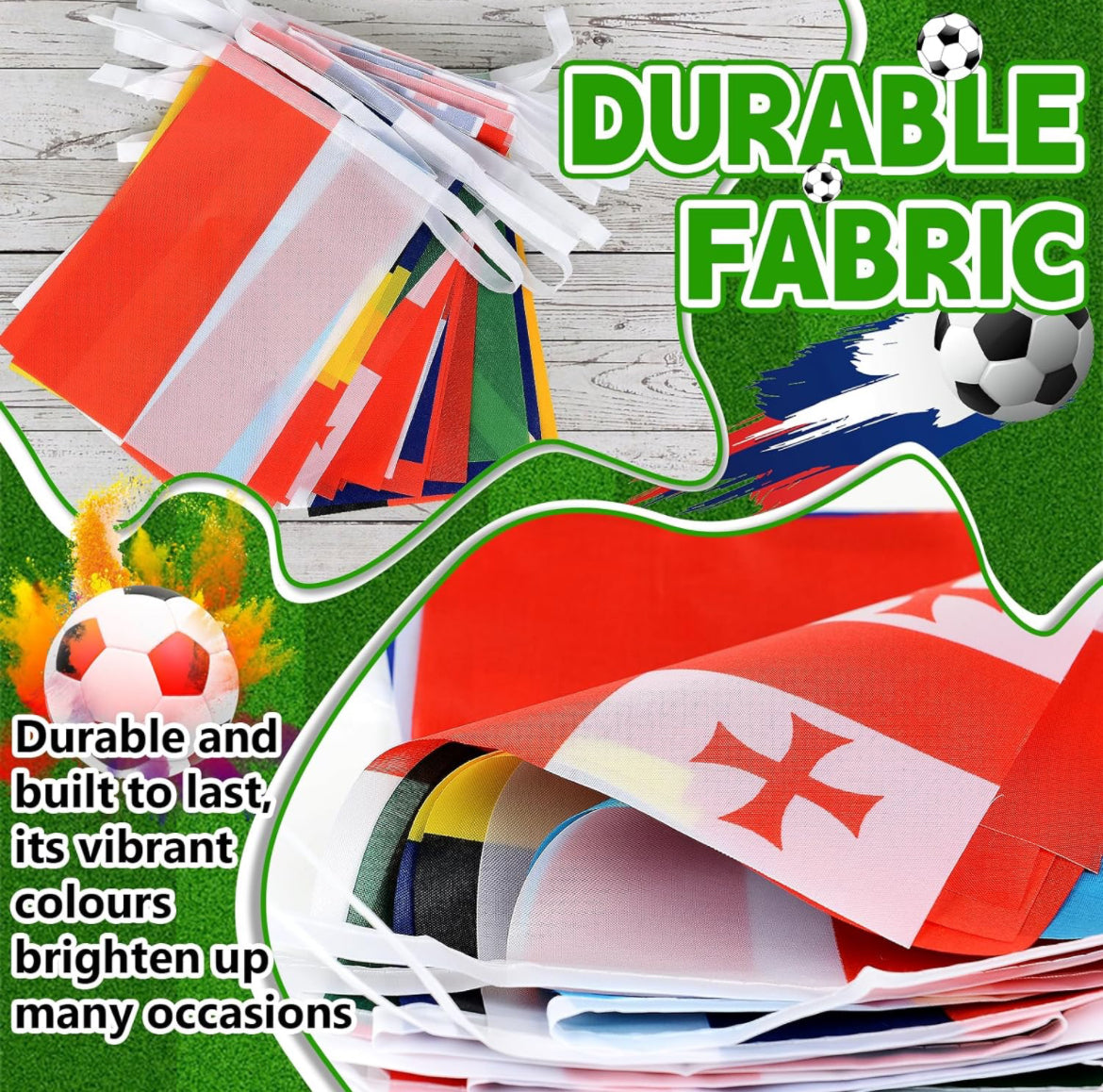 1- Bunting String Flags Euro Cup 2024 - 24 Flags - 10 meters (flag size: 20 X 30 cm )